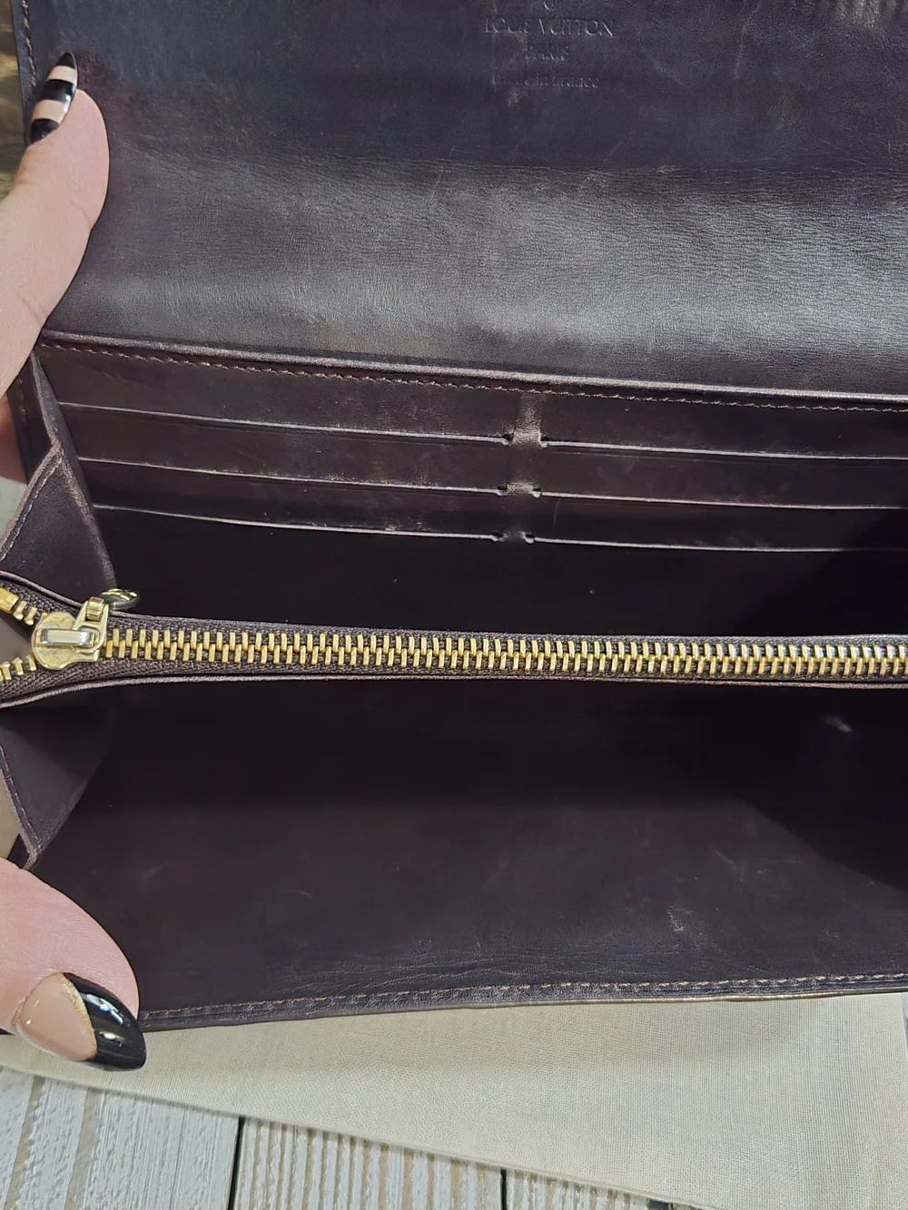 Louis Vuitton Vernis Patent Leather Wallet in Deep Burgundy